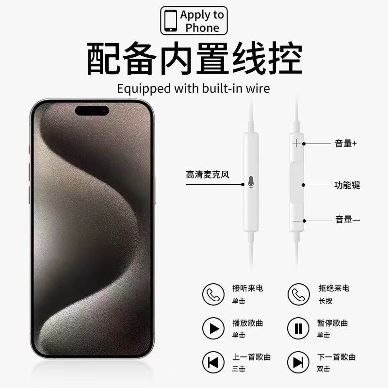 It is compatible with Apple USB-C wired headphones 15/16/ipad direct plug-in wired call Type-C interface rear assembly Specification drawing