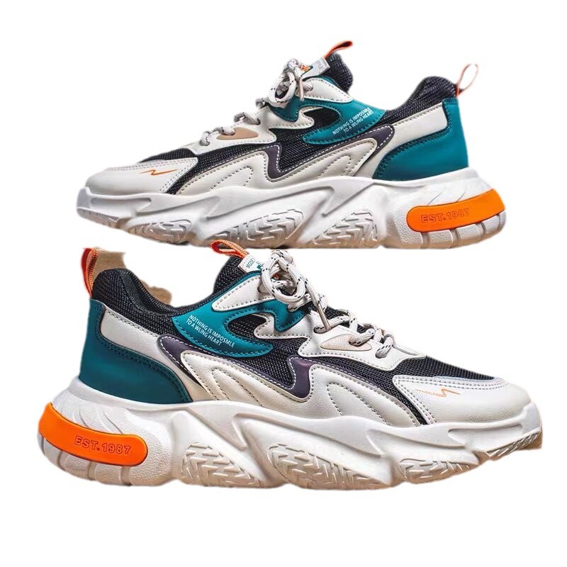 Summer new breathable mesh shoes for men, trendy and versatile men's sports shoes, height-increasing white running dad shoes Item Picture
