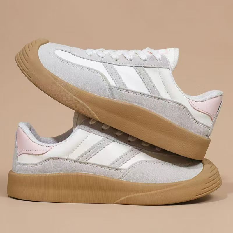 Design niche retro De Xun shoes for women, Spring 2025 new style white sneakers, casual board shoes, ins trend, wholesale for foreign trade Specification drawing