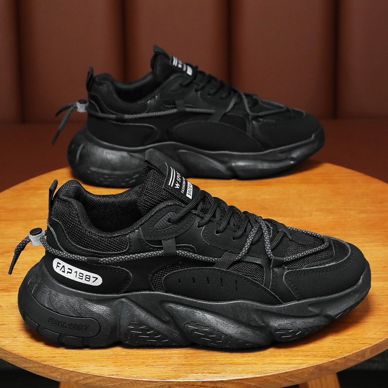 Spring new breathable mesh sports shoes for men, Korean style trendy and versatile, height-increasing running casual dad shoes full figure
