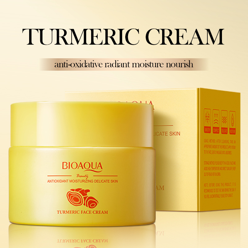 Full English BIOAOUA Turmeric Antioxidant Moisturizing Skin Care Product Set, Face cream and Facial Cleanser, cross-border export wholesale details Picture