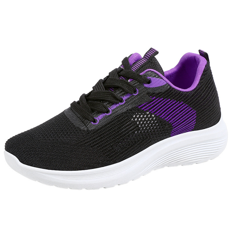 Autumn striped fish silk screen fabric women's sports shoes, light and shallow women's single shoes, flying woven fabric old Beijing walking shoes Application Scenario