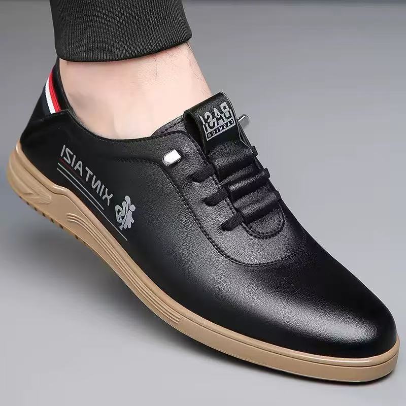 Spring casual men's shoes 2025 new style men's leather shoes soft-soled casual one-step casual shoes factory one-piece consignment details Picture