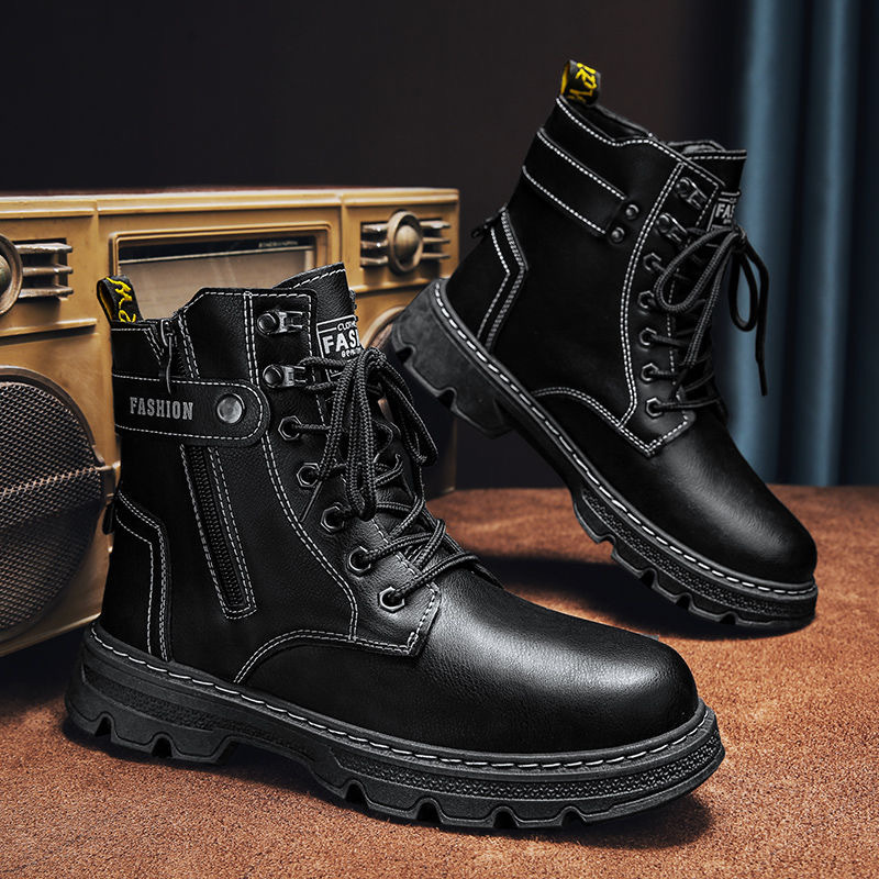 High-top men's shoes, autumn outdoor hiking safety shoes, work boots, leather boots for work, men's motorcycle sports trendy shoes full figure