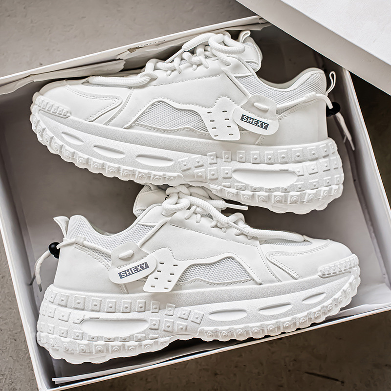 New summer men's shoes with breathable mesh, teenagers' sports shoes, men's trendy and versatile, thick-soled tires, dad's trendy shoes details Picture