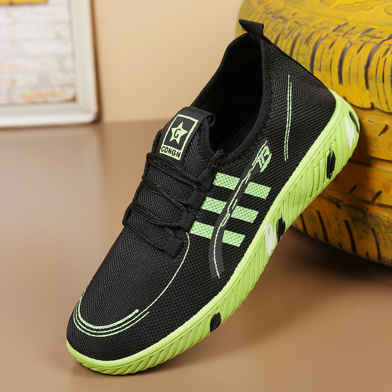 Spring fashion men's shoes: flying woven breathable mesh student shoes, men's versatile casual shoes, one-piece consignment full figure