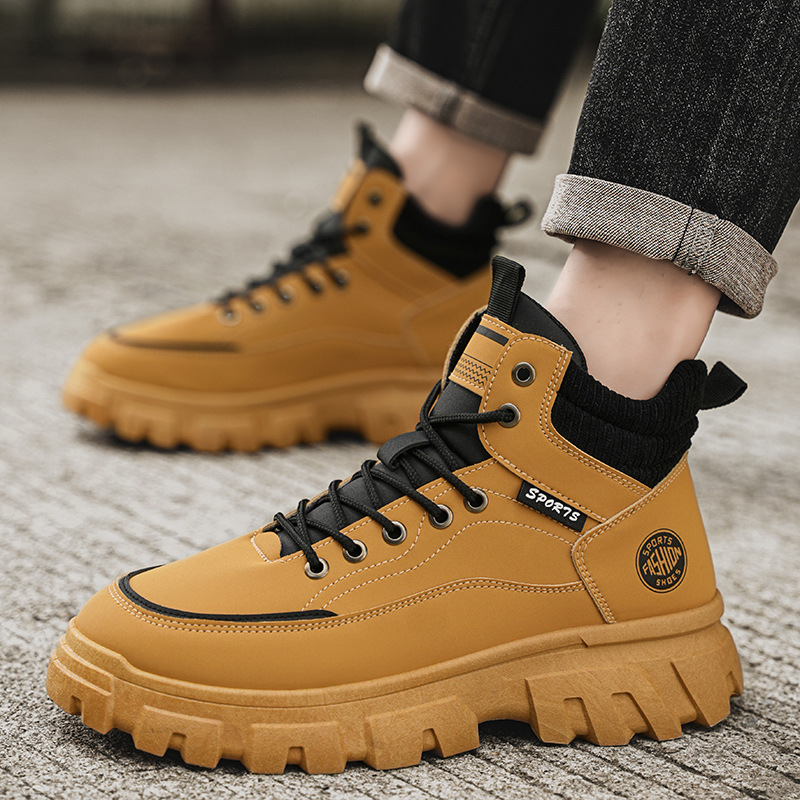 Autumn men's shoes: high-top Dr. Martens boots, men's work shoes, trendy and versatile thick-soled British-style retro hiking shoes, ankle boots full figure