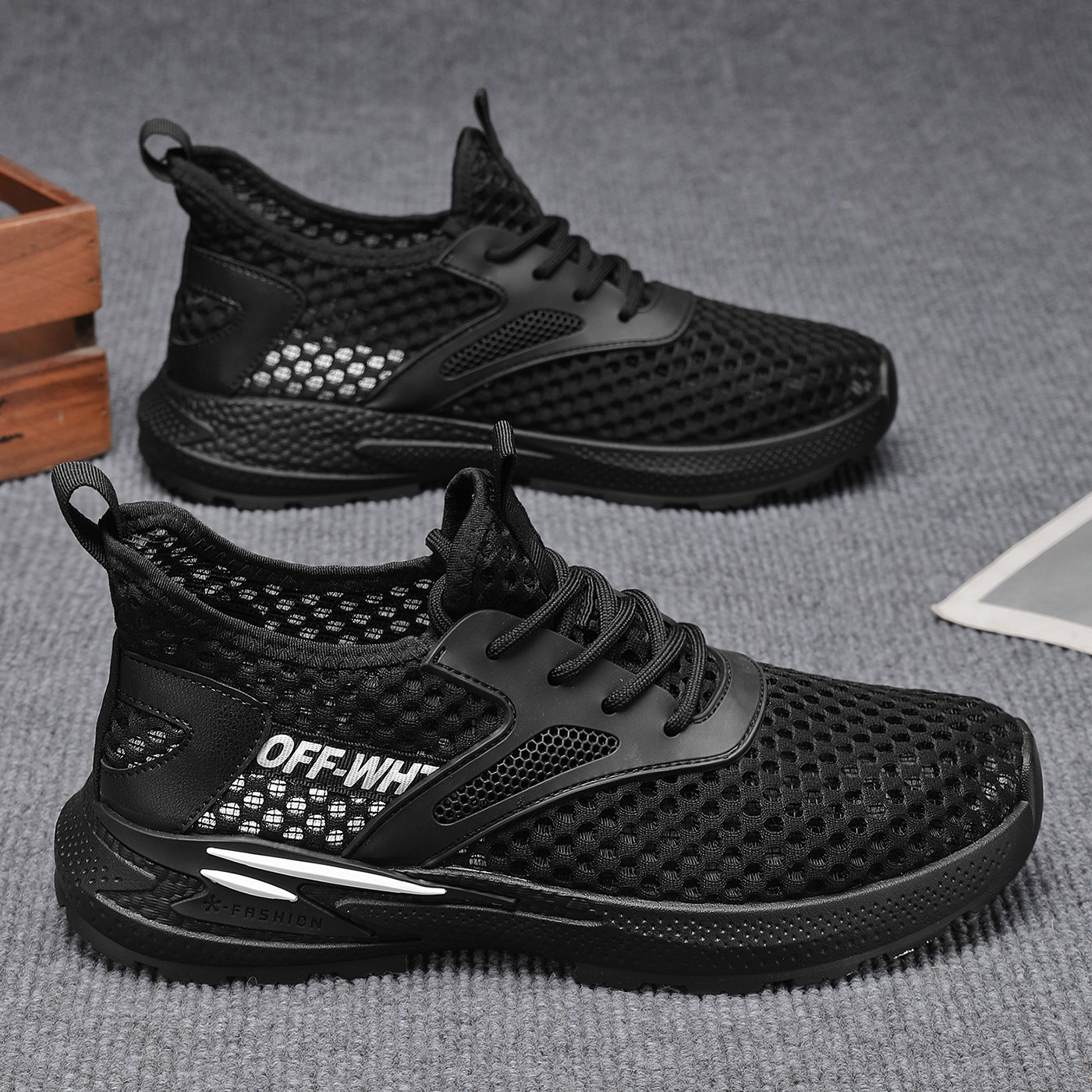 New breathable and perforated mesh shoes for men in summer, trendy and versatile coconut shoes, sporty and casual dad trendy shoes Specification drawing