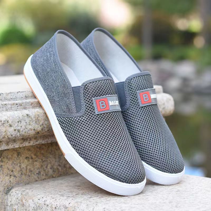 Summer casual breathable shoes, men's trendy shoes, solid-color simple men's cloth shoes, low-top one-foot board shoes, wholesale for export full figure