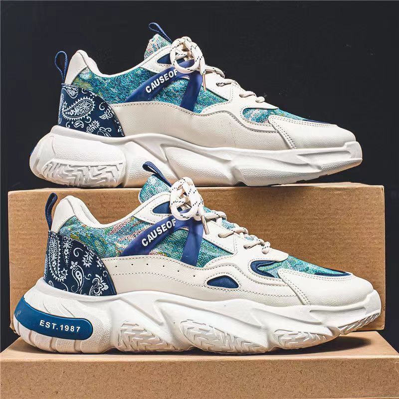 New breathable men's shoes for spring, men's sports shoes, Korean style, trendy and versatile, small white thick-soled casual dad shoes Application Scenario