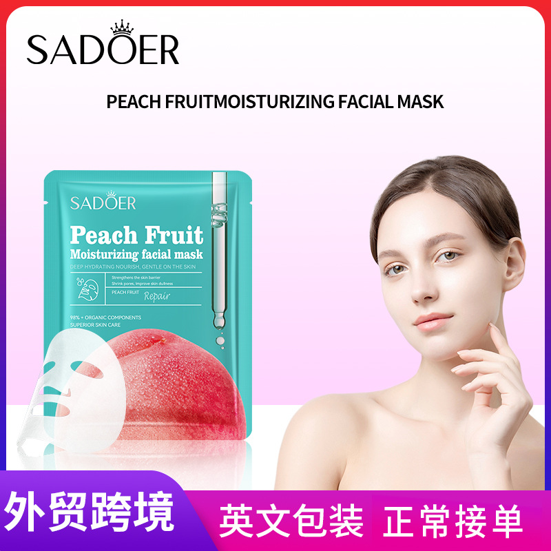 All-english SADOER Peach Hydrating and Repairing facial mask Cross-border export wholesale full figure