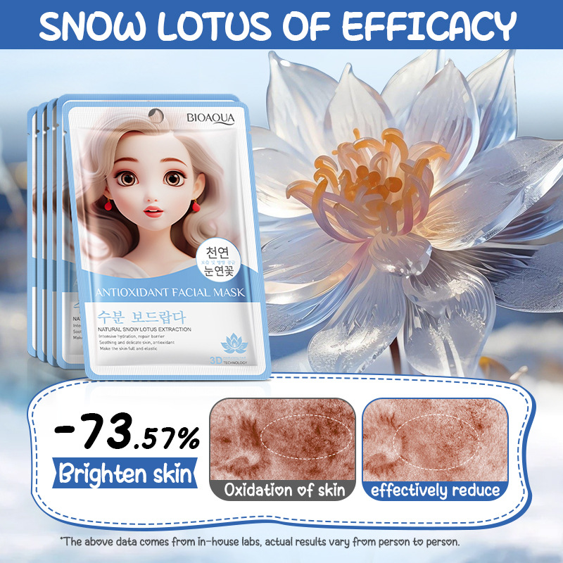 Cross-border export wholesale of all-English BIOAOUA Snow Lotus Antioxidant Mask, Whitening, Hydrating and Nourishing Mask Application Scenario