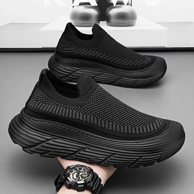 2025 Men's summer breathable mesh shoes, men's trendy and versatile thick-soled woven sports shoes, casual export wholesale details Picture