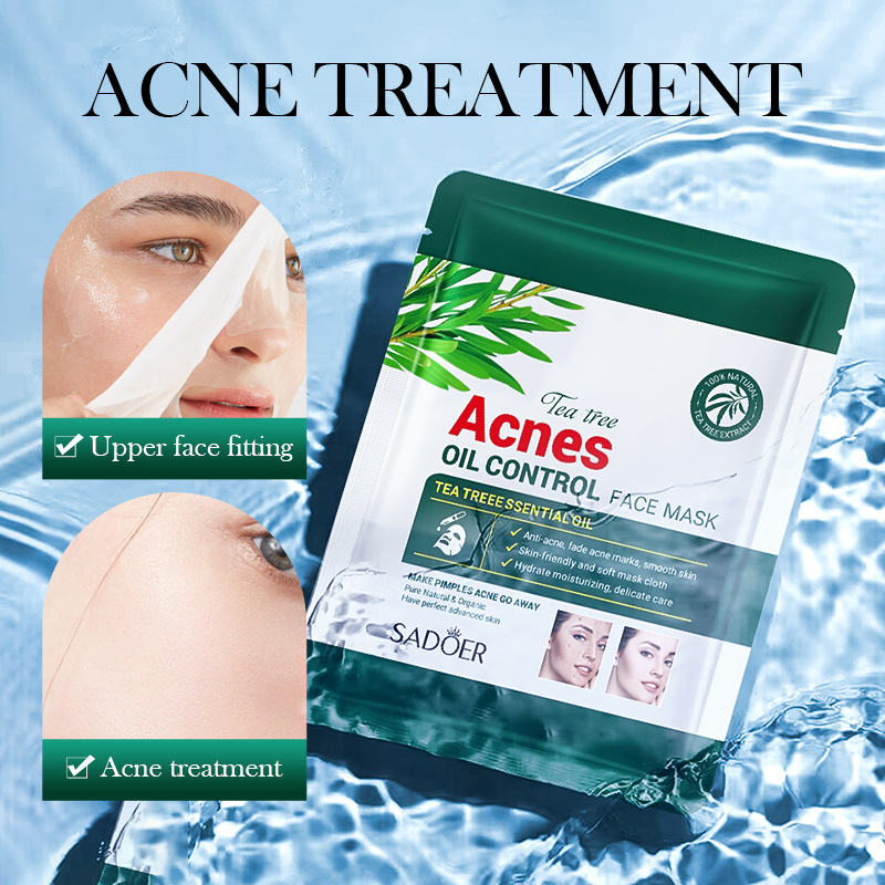 All-english SADOER tea tree Acne and Oil Control Facial mask Student hydrating Mask cross-border export wholesale Specification drawing