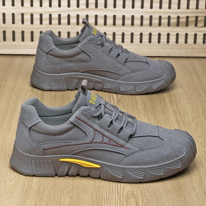 Spring new style of men's safety shoes, breathable, anti-slip and wear-resistant sports shoes for construction site work, casual cross-border work shoes for men details Picture