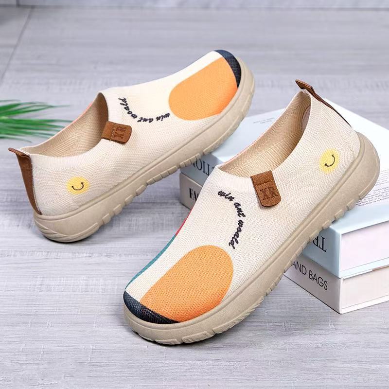 New Spring and Autumn 2025 style Old Beijing fabric painted casual shoes with soft soles and soft surfaces, flying woven one-foot women's shoes Specification drawing