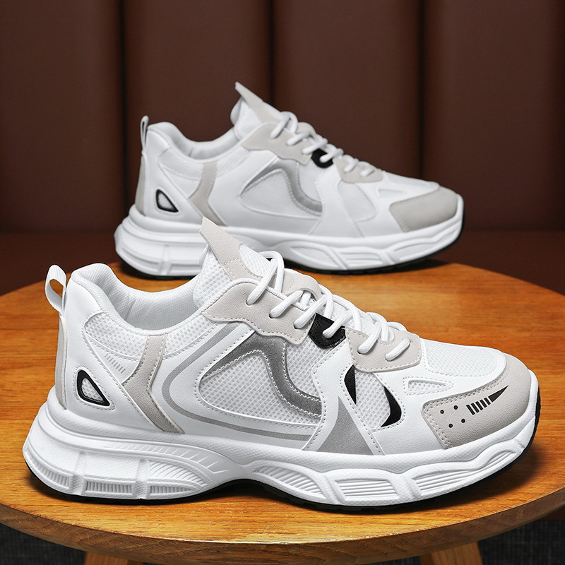 Spring men's shoes: New breathable mesh shoes, men's trendy and versatile thick-soled sports shoes, casual running dad trendy shoes Specification drawing