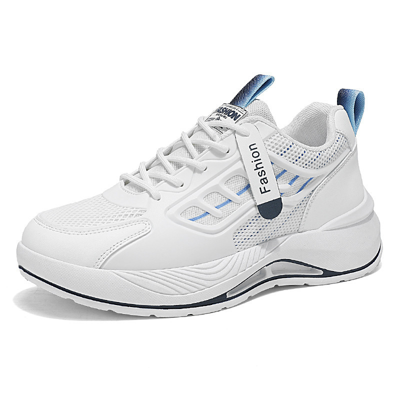 Summer new men's shoes: Breathable mesh white sneakers, men's trendy and versatile thick-soled sports shoes, casual dad trendy shoes Item Picture