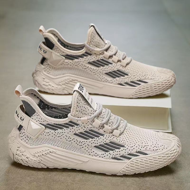 Shoe Men 2025 Spring New Men's sports shoes, popular flying woven breathable running shoes, casual men's shoes manufacturer wholesale full figure