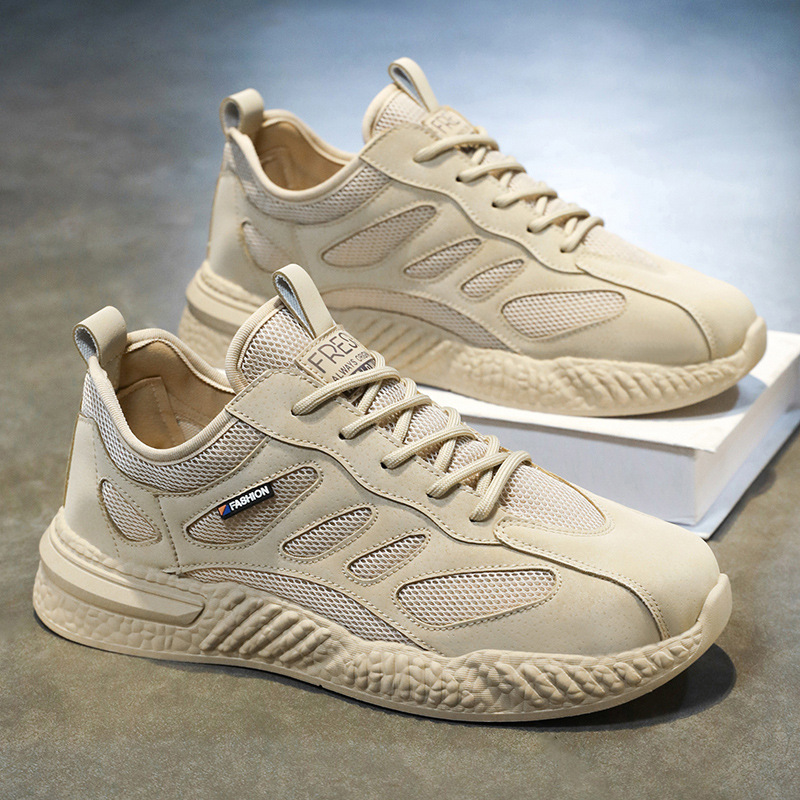 Summer new breathable mesh shoes for men, trendy and versatile thick-soled sports shoes for casual dad full figure
