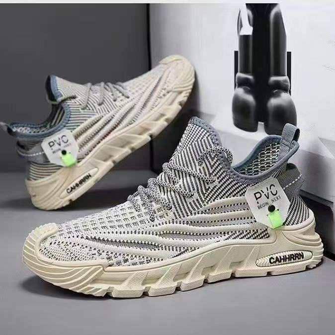 Men's summer 2025 new style trendy, versatile and breathable flying mesh shoes, men's casual soft-soled lightweight sports shoes full figure