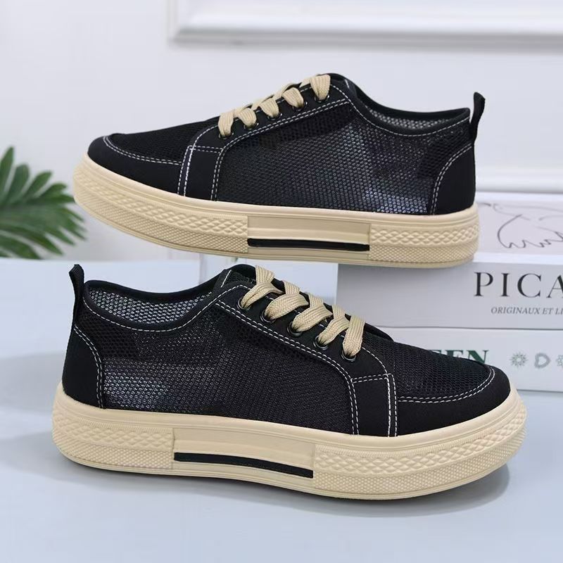 The 2025 summer campus sail cloth shoes are casual, low-top, versatile, breathable, Korean-style flat, fashionable and simple sneakers for women Specification drawing