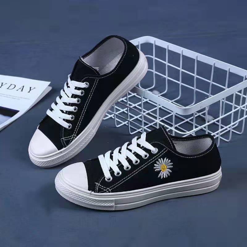 Canvas shoes for female students, Korean-style casual flat shoes, Daisy lace-up thick-soled shoes, one-piece consignment, casual shoes Specification drawing