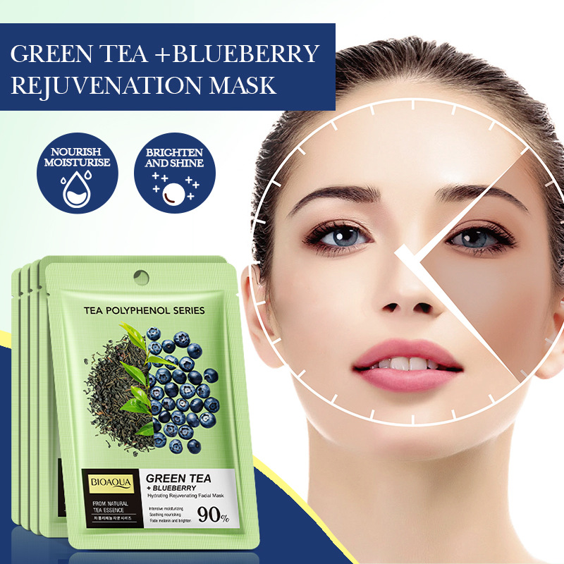 All-english BIOAOUA Green Tea Blueberry Hydrating and Moisturizing Mask, cross-border export wholesale details Picture
