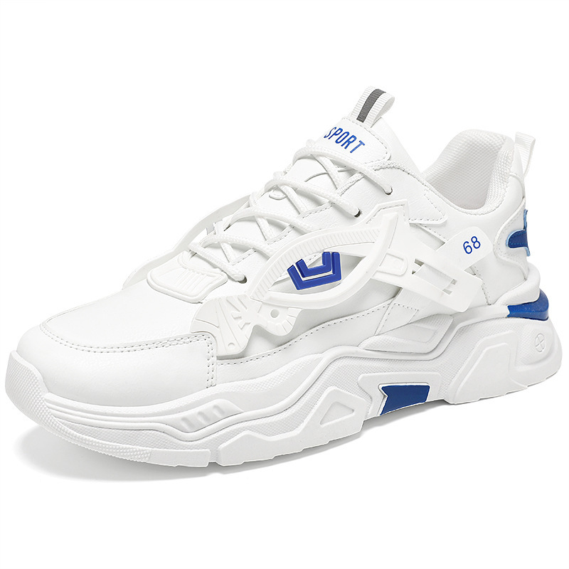 New breathable white sneakers for men in summer, trendy and versatile insole height-increasing sports shoes, casual running dad shoes Item Picture