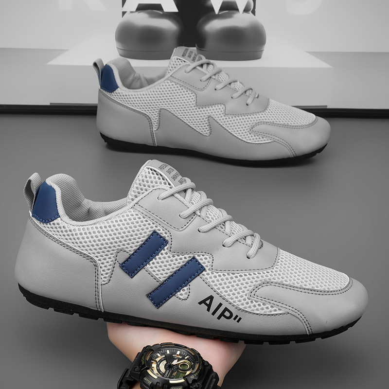 New summer men's shoes: Breathable mesh white sneakers, trendy and versatile flat casual single shoes, sports shoes and board shoes Specification drawing