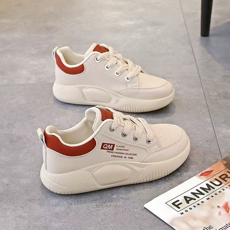 Women's sports casual shoes 2025 Spring New style Soft-soled bestseller bread thick-soled student breathable and lightweight white sneakers full figure