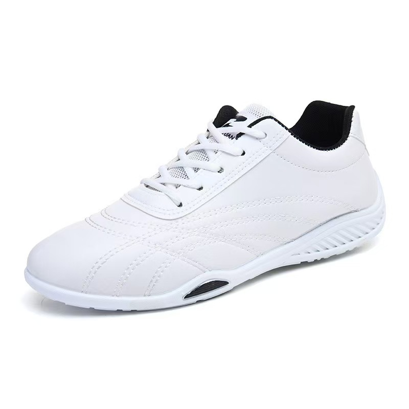 New men's leather casual shoes, low-top sports shoes, fashionable and trendy, versatile and durable white sneakers, soft-soled men's shoes details Picture