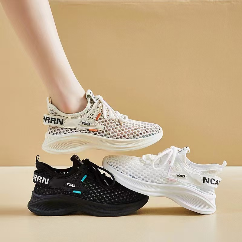 Feizhi Shoes Women's 2024 Summer Net Shoes: Versatile and breathable net upper running women's shoes, soft-soled sports and casual shoes full figure
