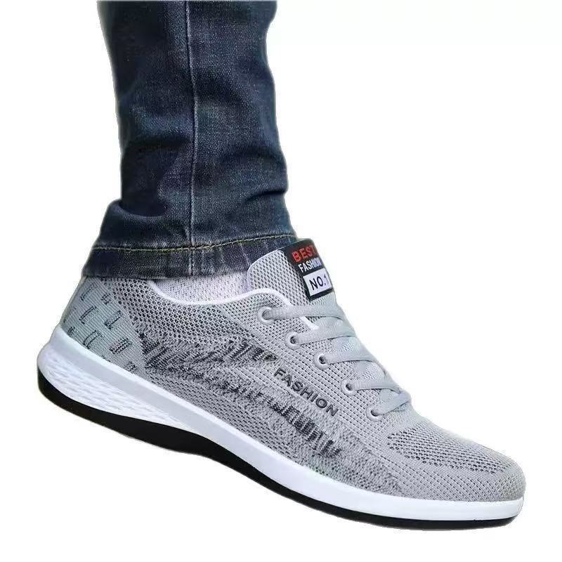 New men's casual sports shoes for 2025: Breathable and versatile mesh fabric, fly-woven men's shoes, trendy shoes, travel comfort and running shoes Item Picture