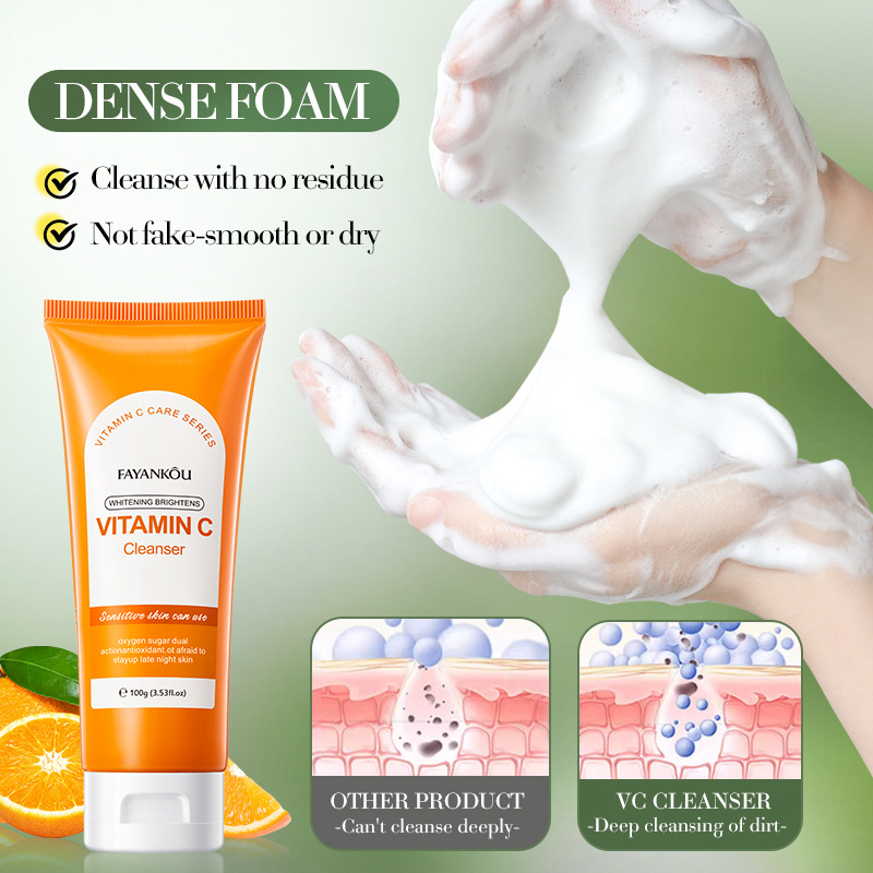 All-english FAYANKOU Vitamin C Whitening and Brightening Facial Cleanser Cross-border export wholesale Application Scenario