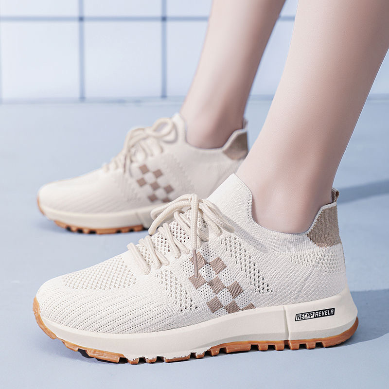 Wholesale women's shoes for foreign trade, spring and summer sports shoes, women's casual and versatile, street stall trendy flying woven shoes, new Korean-style net shoes Specification drawing