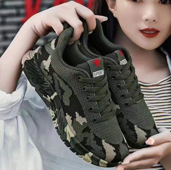 Spring/Summer 2025 new men's shoes, running shoes, hiking shoes, dad's shoes, cross-border wholesale for export, camouflage shoes, breathable mesh fabric full figure