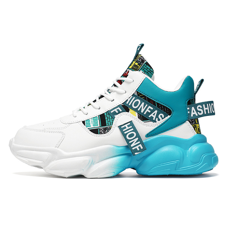 New breathable high-top sports shoes for men in spring, trendy and versatile insole height-increasing casual running dad shoes for men Item Picture