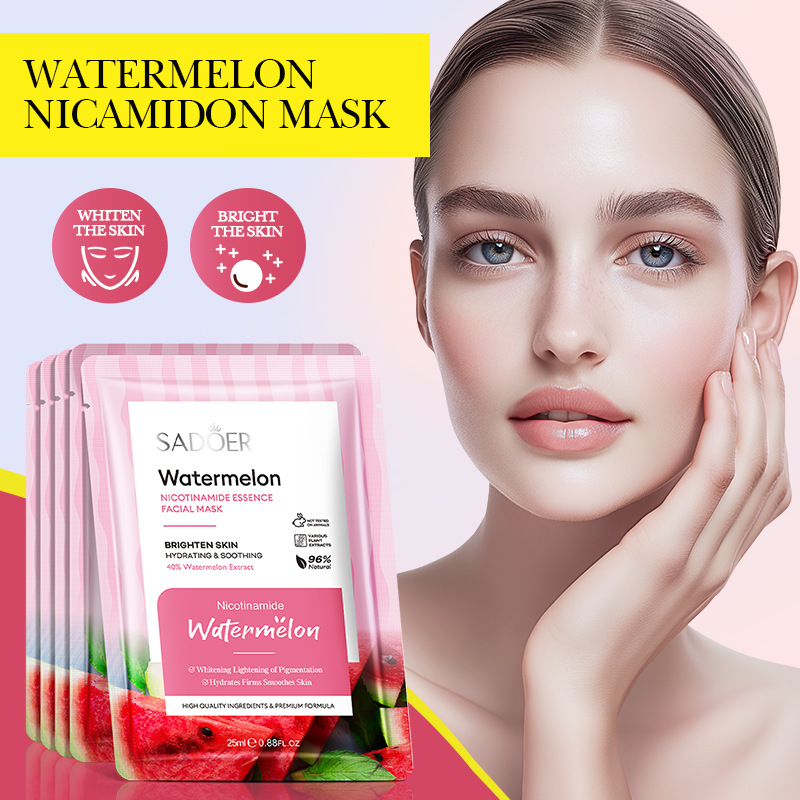 Cross-border export wholesale of SADOER Watermelon Nicotinamide Essence Mask for hydrating, Moisturizing and hydrating details Picture
