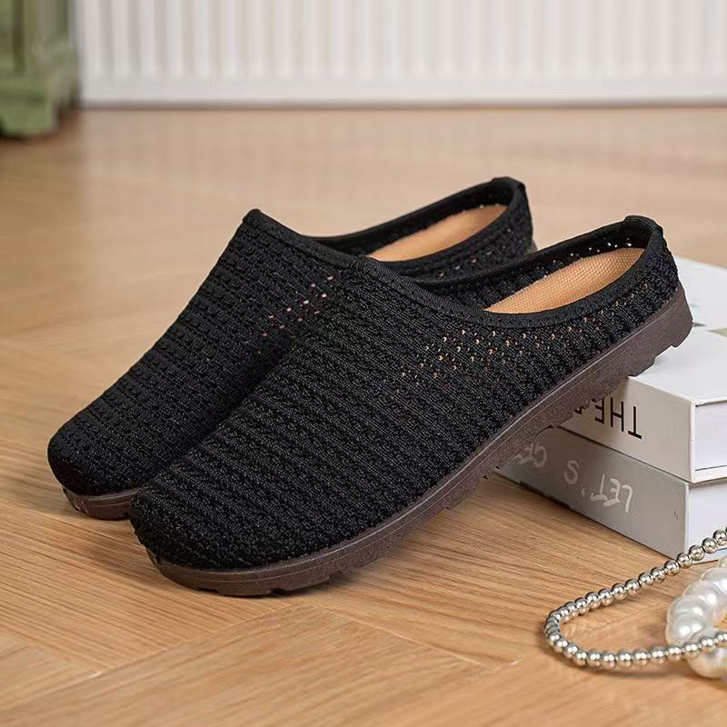 2025 Flat Bohemian Boken shoes for women, woven, perforated, breathable, half-slippers, one-foot cross-border slippers Specification drawing