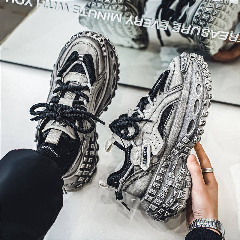 New breathable mesh surface youth sports shoes for men in spring, trendy and versatile, thick-soled dad shoes with tire soles for men Application Scenario