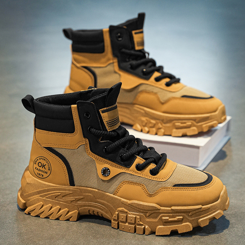 Martin Boots Men's autumn and winter new high-cut workwear shoes men's trendy and versatile thick-soled sports shoes casual ankle boots Specification drawing