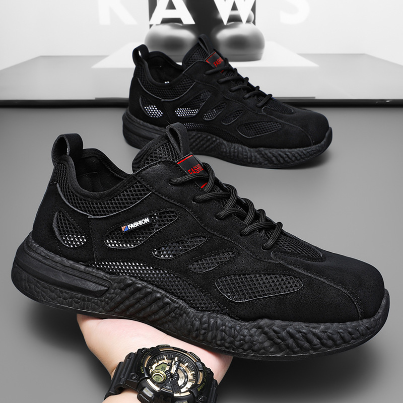 Summer new breathable and perforated mesh shoes for men, men's anti-slip soft-soled sports shoes, casual work shoes details Picture