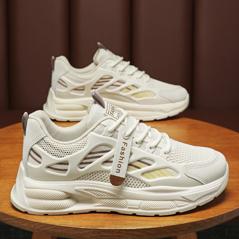 New men's shoes for Spring 2024: Breathable mesh shoes, men's trendy and versatile thick-soled sports shoes, casual dad trendy shoes Specification drawing