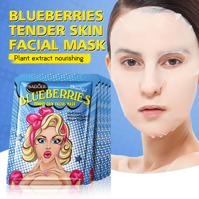 All-english SADOER Blueberry Plant Extract Skin Rejuvenation Goddess Mask Hydrating and Moisturizing Mask Patch Cross-border export wholesale full figure