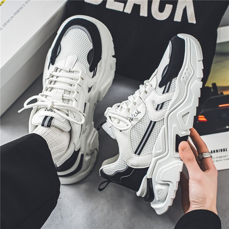 New breathable mesh shoes for men in summer, trendy and versatile insole height-increasing sports shoes, casual dad shoes for men details Picture