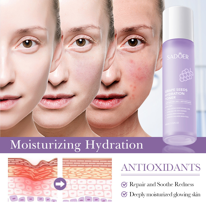 SADOER Grape Seed Antioxidant Moisturizing Toner Essence Moisturizing Hydrating Toner Cross-border Export Application Scenario