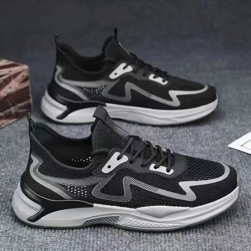 Men's 2024 autumn new style men's shoes, summer hollowed-out flying mesh upper work, sports, running and casual shoes for export wholesale full figure
