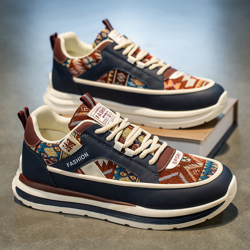 Summer breathable men's shoes 2025 new embroidered casual sports board shoes, trendy and versatile, height-increasing Forrest Gump Dad trendy shoes Specification drawing