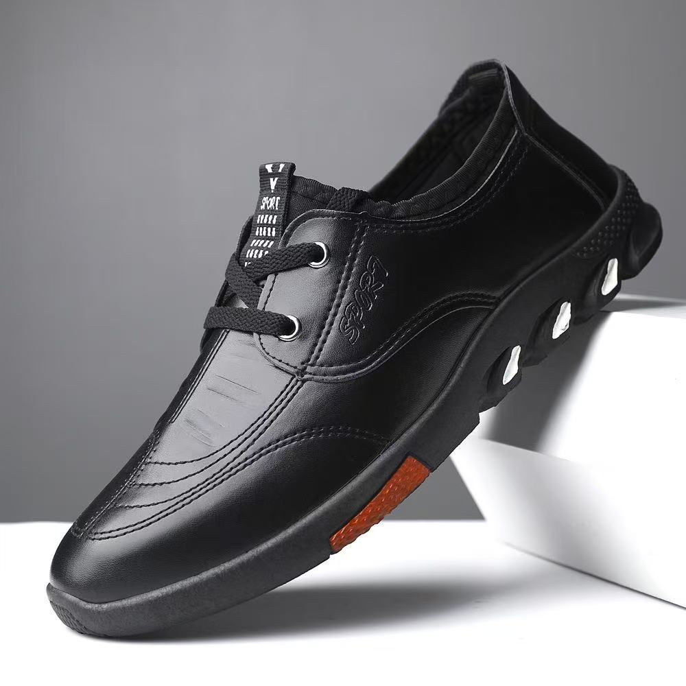 Leather shoes 2025 Autumn/Winter new men's leather shoes with soft soles, comfortable one-step men's casual shoes wholesale, versatile men's shoes full figure
